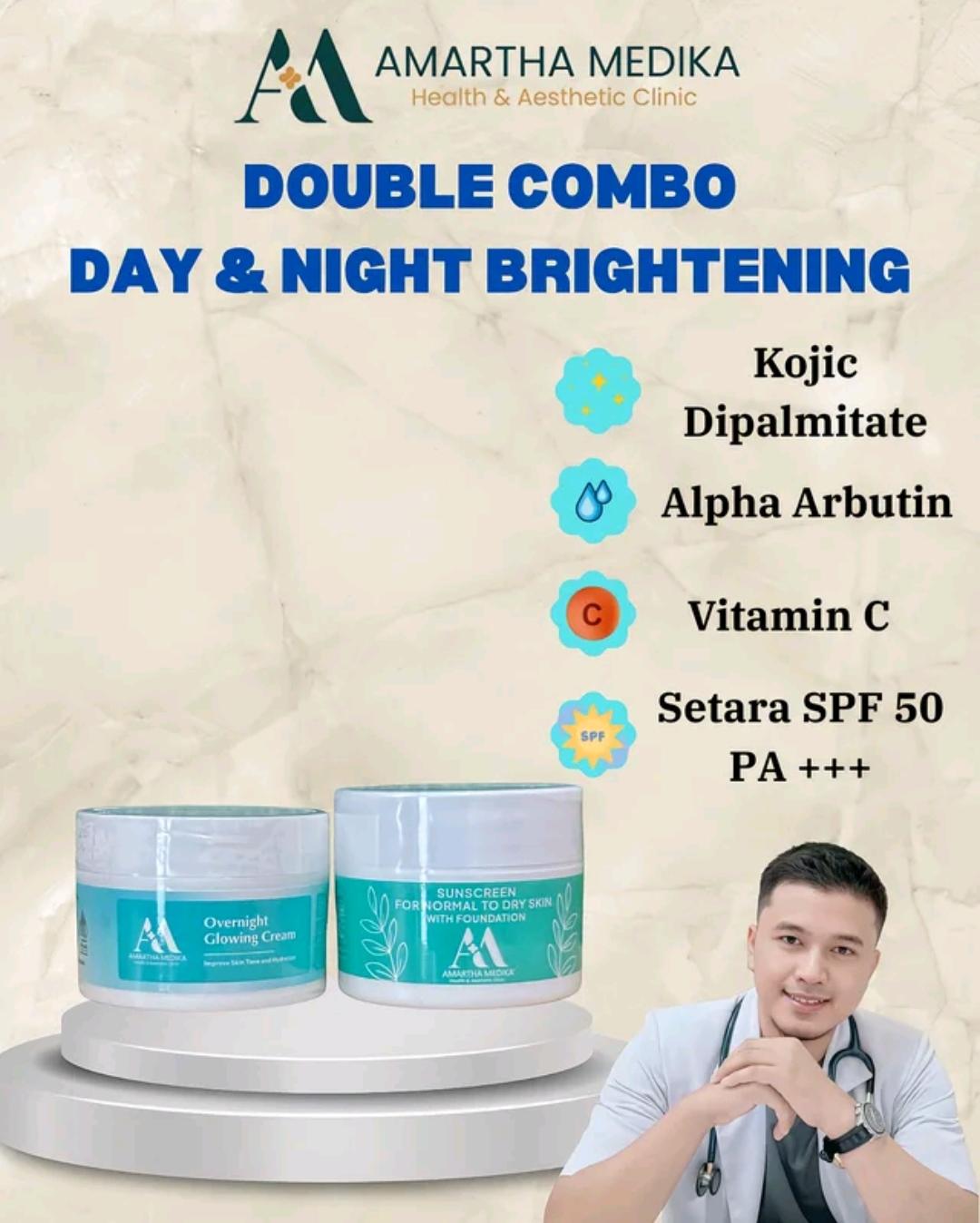 Produk Skincare Double Combo Day & Night Brightening dari Amartha Medika
